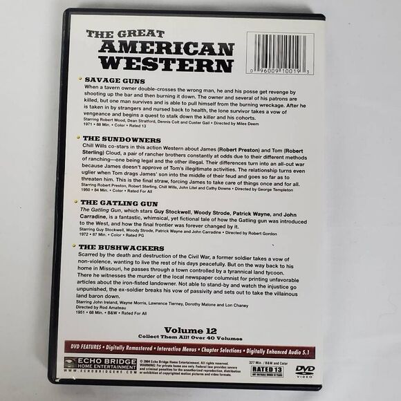 The Great American Western Vol. 12 (DVD, 4-Movie Set) Classic Westerns - Picture 3 of 3